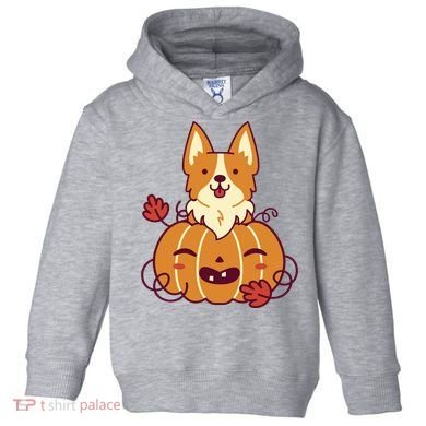Cute Pumpkin Corgi Dog Halloween Toddler Hoodie