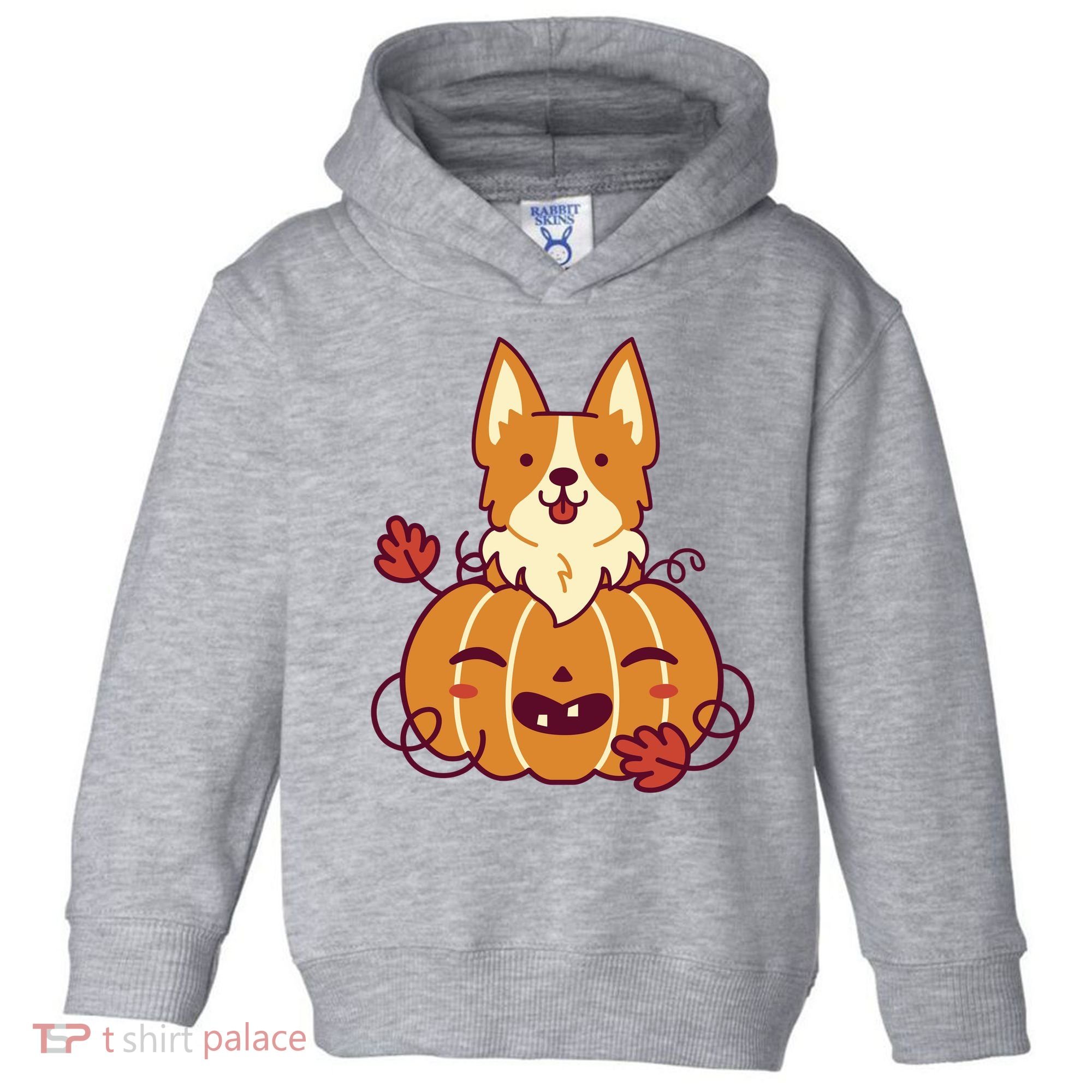 Cute Pumpkin Corgi Dog Halloween Toddler Hoodie