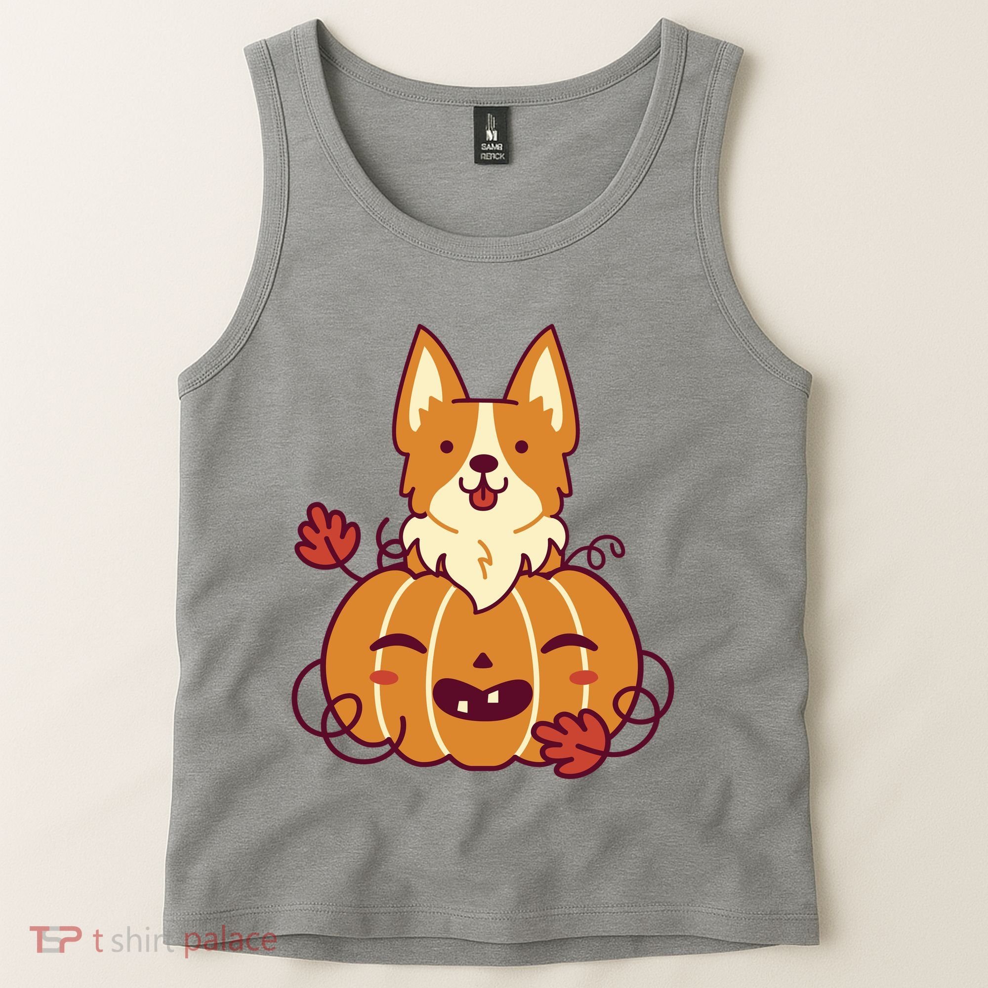 Cute Pumpkin Corgi Dog Halloween Tank Top