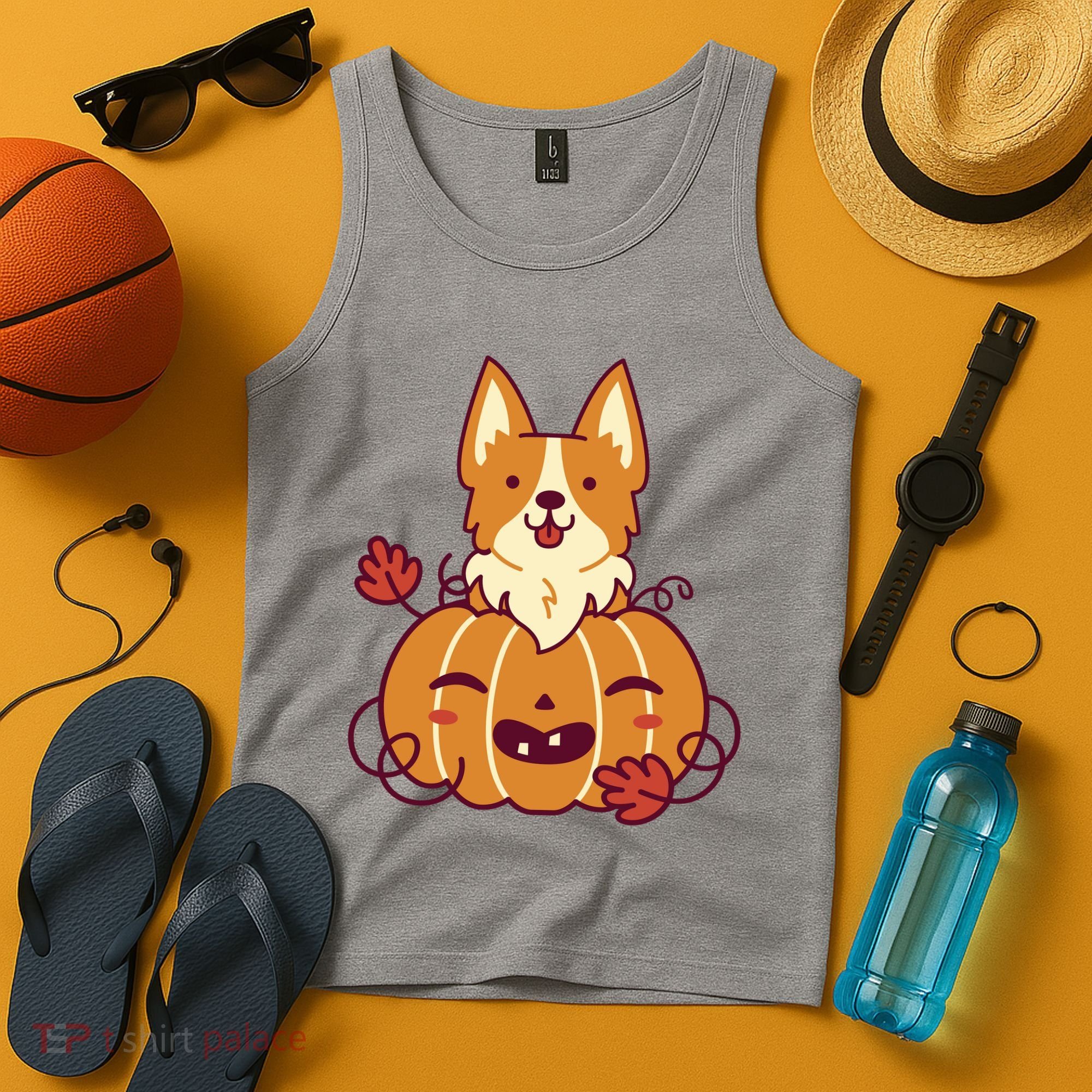 Cute Pumpkin Corgi Dog Halloween Tank Top