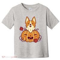 Cute Pumpkin Corgi Dog Halloween Toddler T-Shirt thumb 0