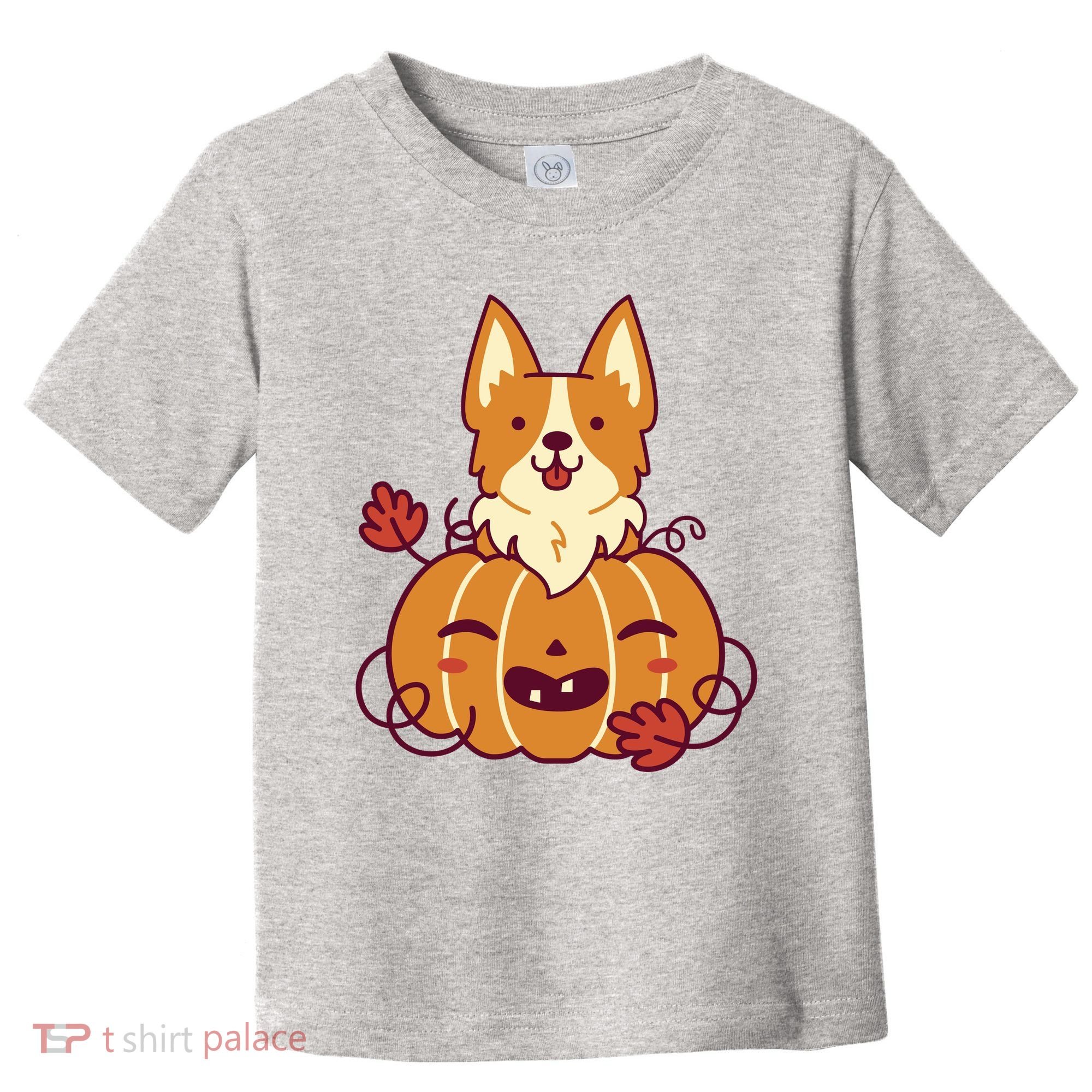 Cute Pumpkin Corgi Dog Halloween Toddler T-Shirt