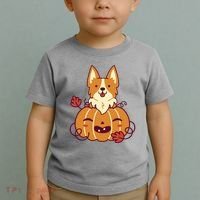 Cute Pumpkin Corgi Dog Halloween Toddler T-Shirt thumb 2