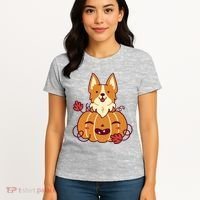 Cute Pumpkin Corgi Dog Halloween Women's T-Shirt thumb 4
