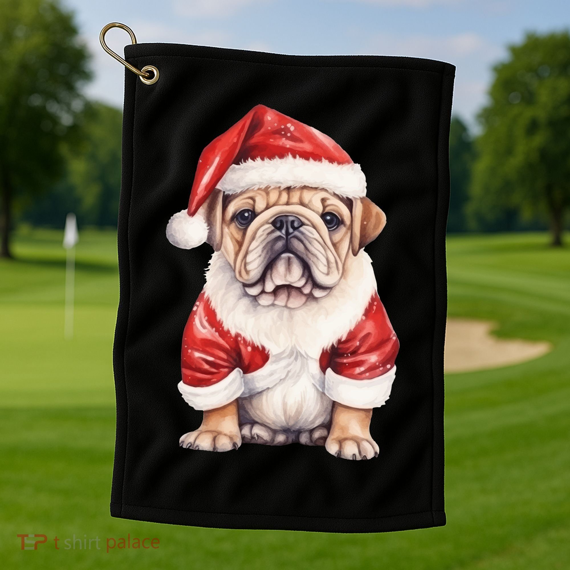 Christmas Pug Dog Cute Holiday Golf Towel