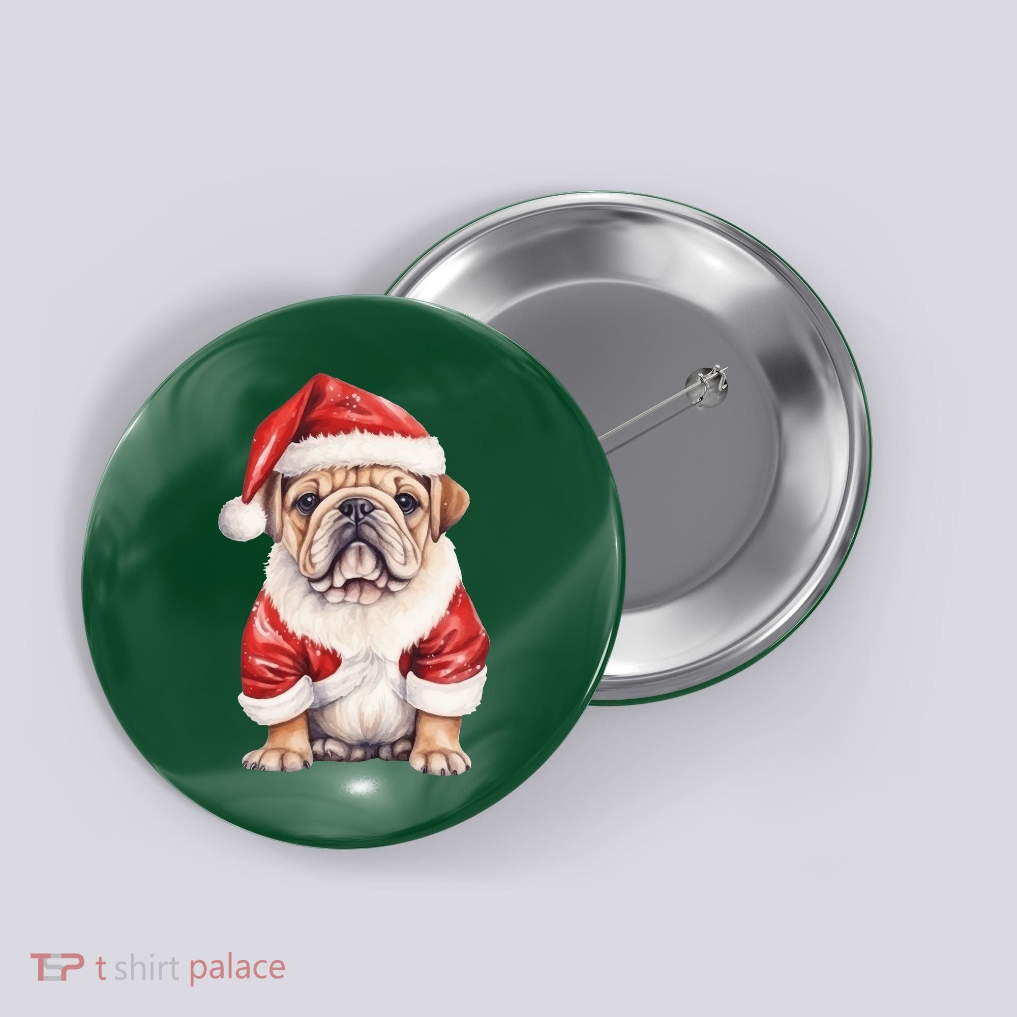 Christmas Pug Dog Cute Holiday Button