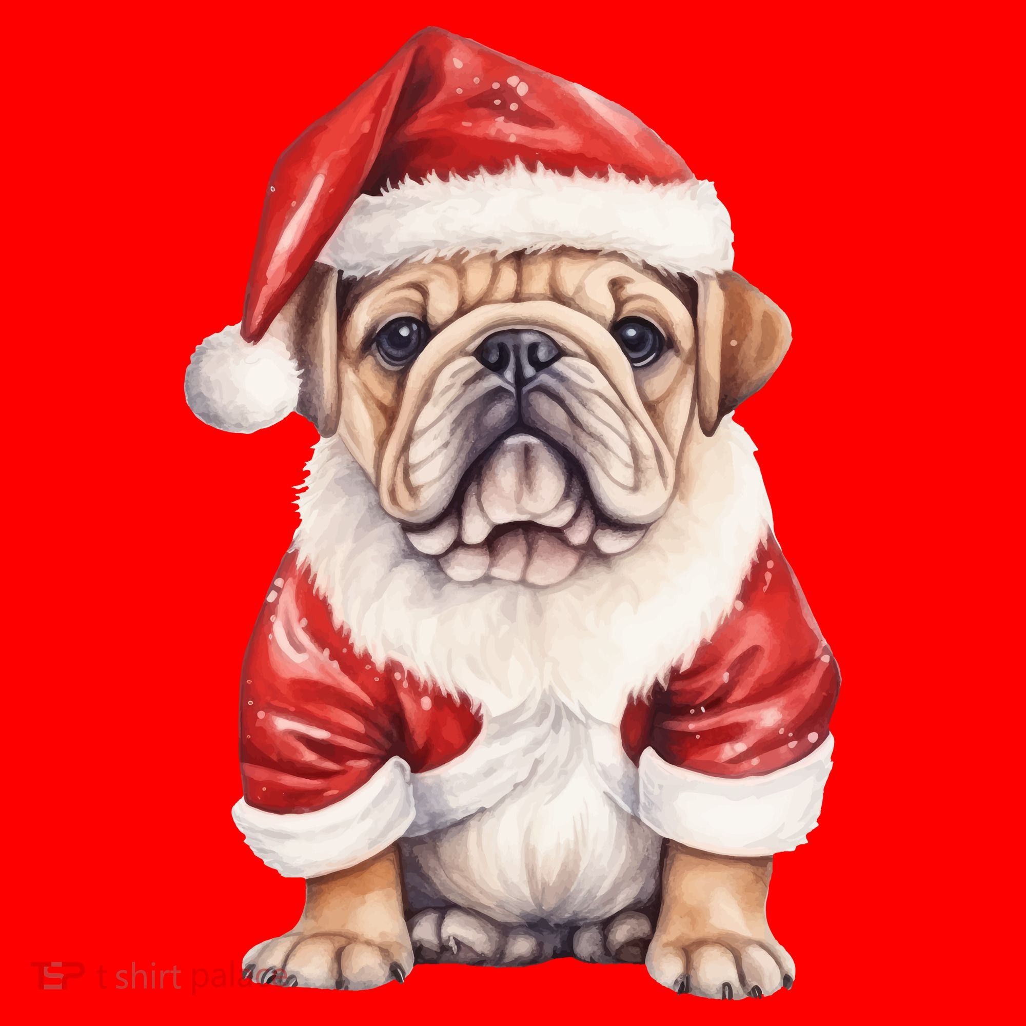 Christmas Pug Dog Cute Holiday Santa Hat