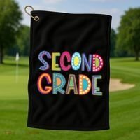 Cute Polka Dot Second Grade 2nd Grade School Teacher Golf Towel thumb 1