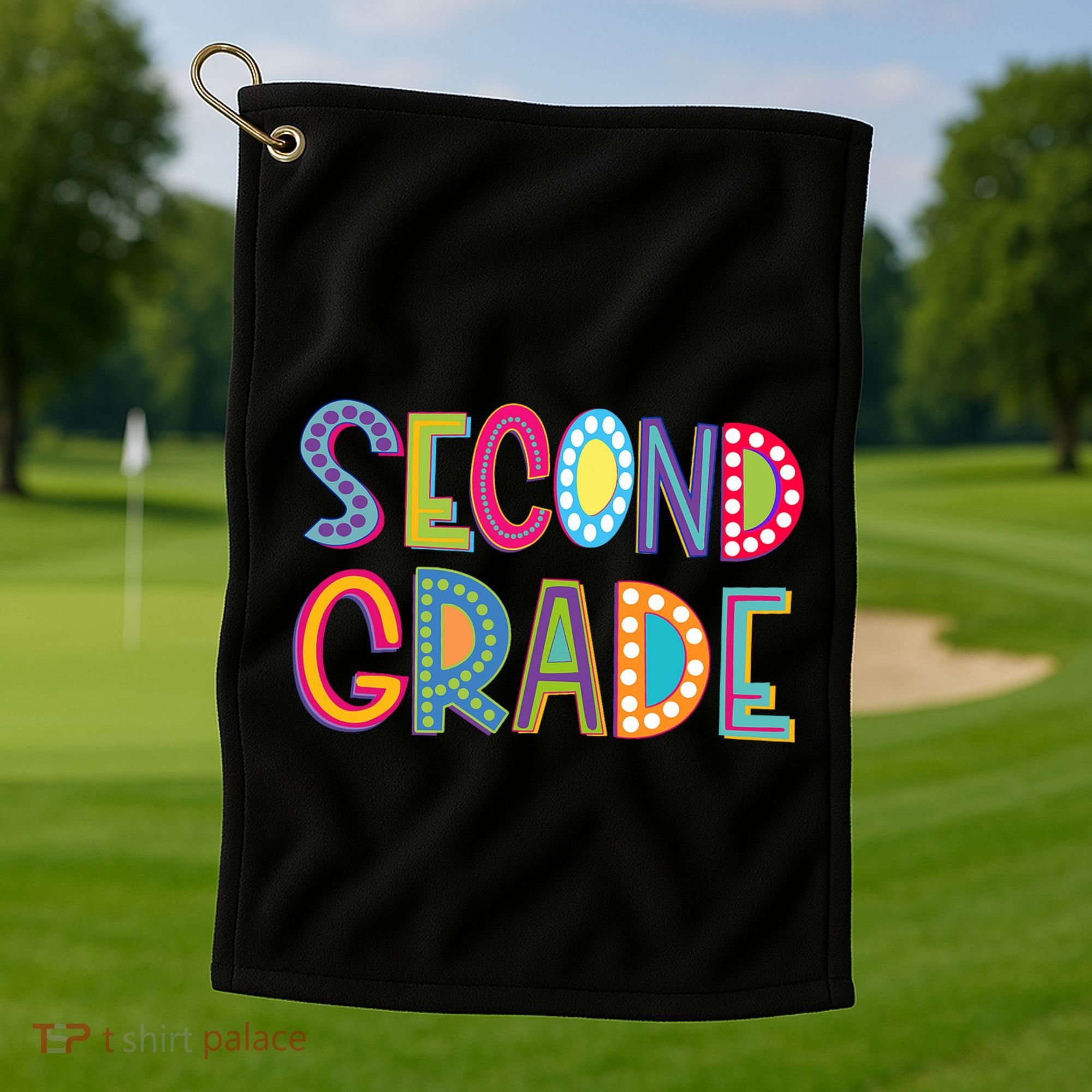Cute Polka Dot Second Grade 2nd Grade School Teacher Golf Towel