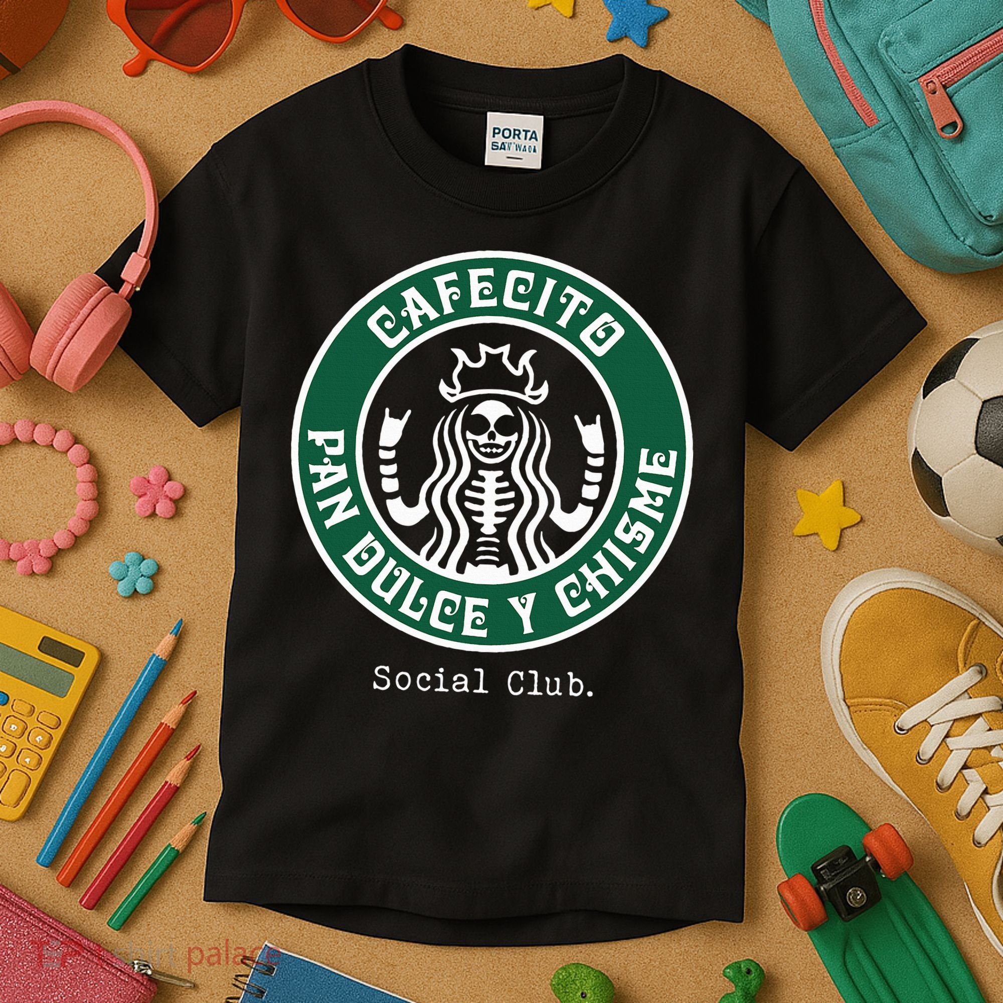 Cafecito Pan Dulce Y Chisme Mexicana Social Club Kids T-Shirt