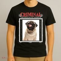 Custom Photo Dog Criminal For Stealing My Sandwich T-Shirt thumb 3