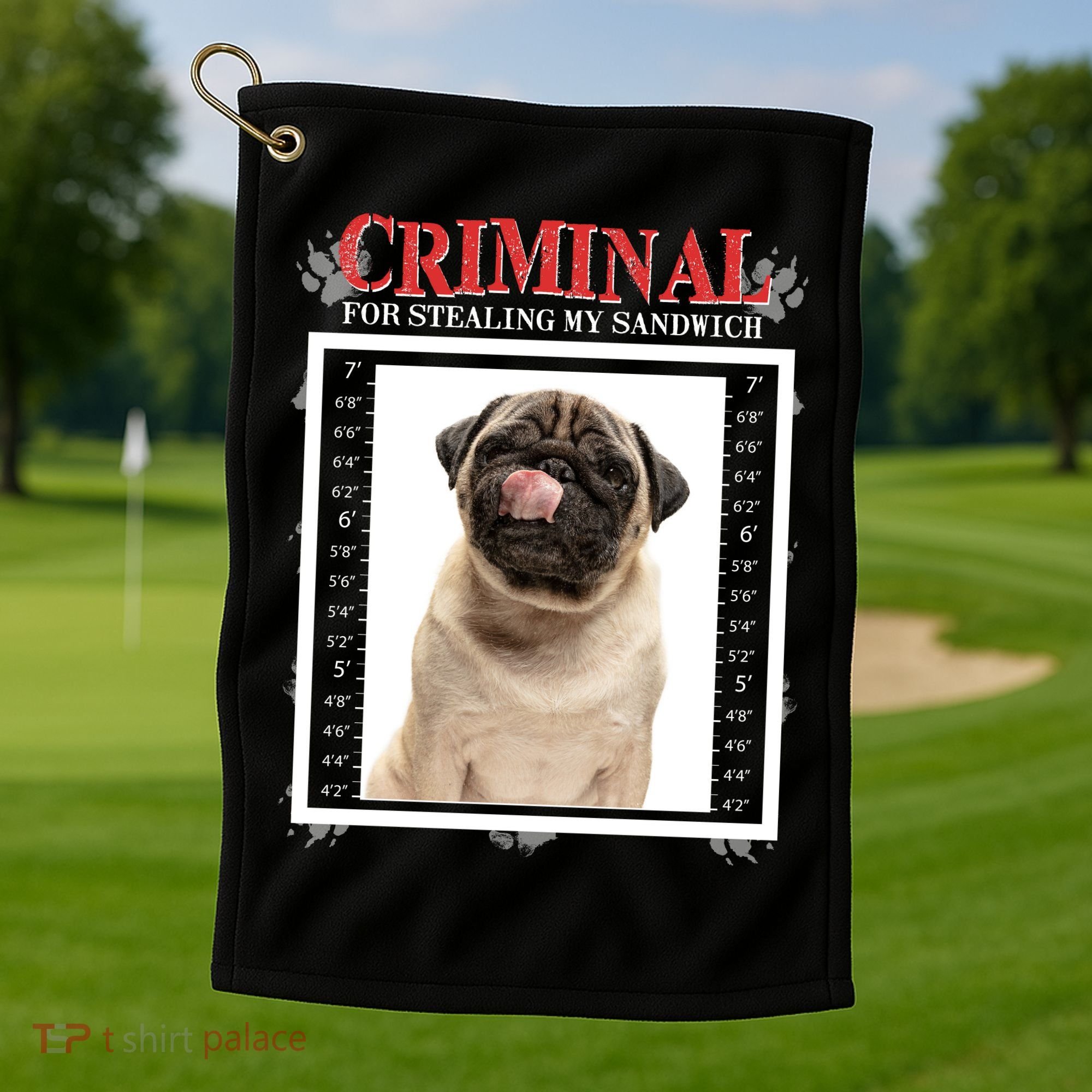 Custom Photo Dog Criminal For Stealing My Sandwich Golf Towel