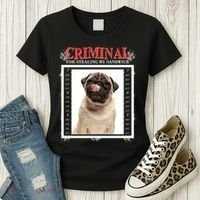 Custom Photo Dog Criminal For Stealing My Sandwich Women's T-Shirt thumb 3