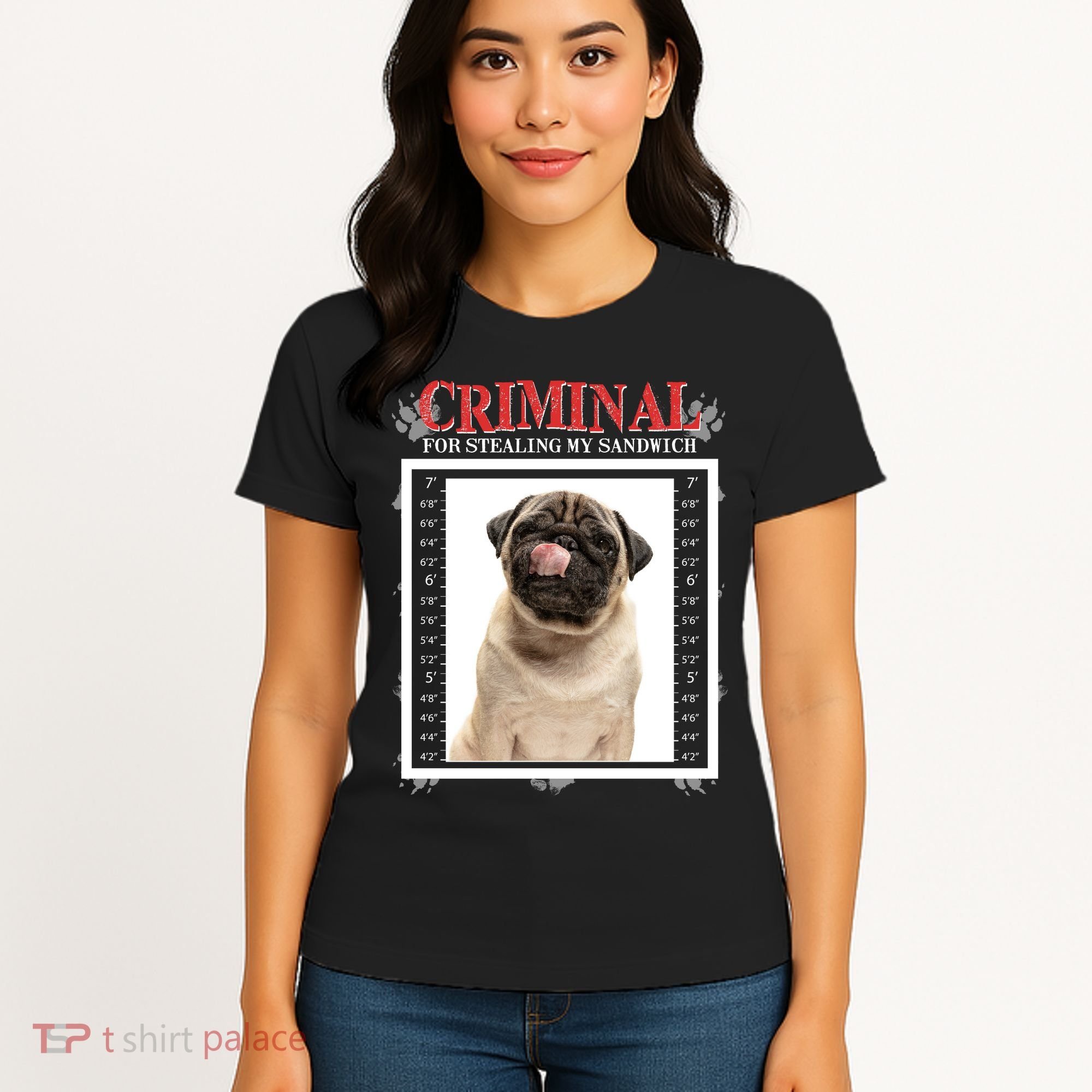 Custom Photo Dog Criminal For Stealing My Sandwich Women's T-Shirt