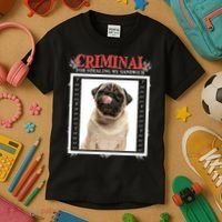 Custom Photo Dog Criminal For Stealing My Sandwich Kids T-Shirt thumb 3