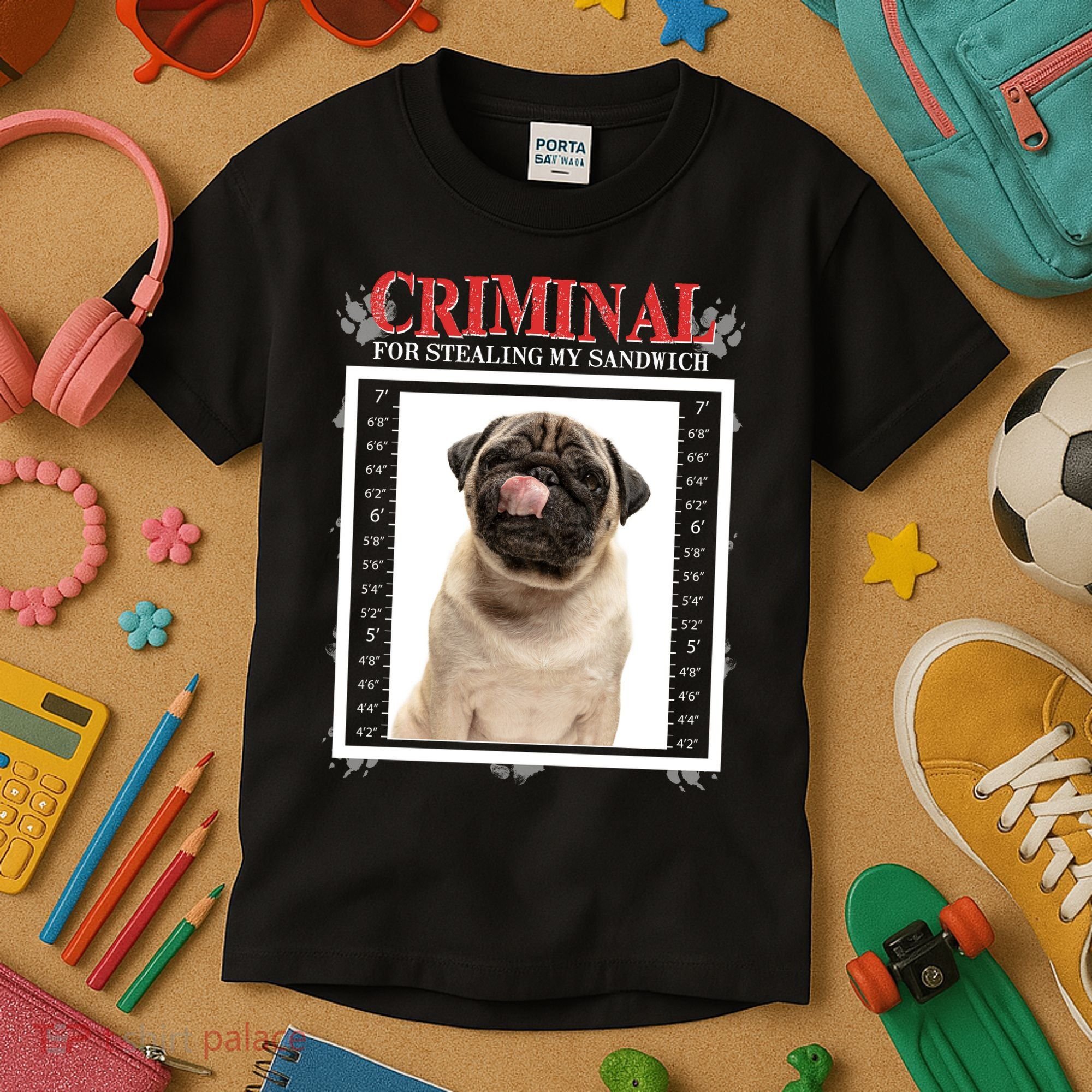 Custom Photo Dog Criminal For Stealing My Sandwich Kids T-Shirt