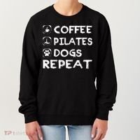 Coffee Pilates Dogs Repeat Funny Pilates Gift Women's Sweatshirt thumb 0