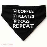 Coffee Pilates Dogs Repeat Funny Pilates Gift USA-Made Doggie Bandana thumb 0