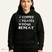 Coffee Pilates Dogs Repeat Funny Pilates Gift Hoodie thumb 5