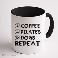 Coffee Pilates Dogs Repeat Funny Pilates Gift Coffee Mug thumb 1