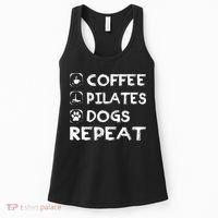 Coffee Pilates Dogs Repeat Funny Pilates Gift Women's Tank Top thumb 0
