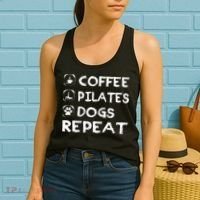 Coffee Pilates Dogs Repeat Funny Pilates Gift Women's Tank Top thumb 2