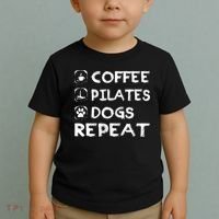 Coffee Pilates Dogs Repeat Funny Pilates Gift Toddler T-Shirt thumb 2
