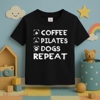 Coffee Pilates Dogs Repeat Funny Pilates Gift Toddler T-Shirt thumb 3