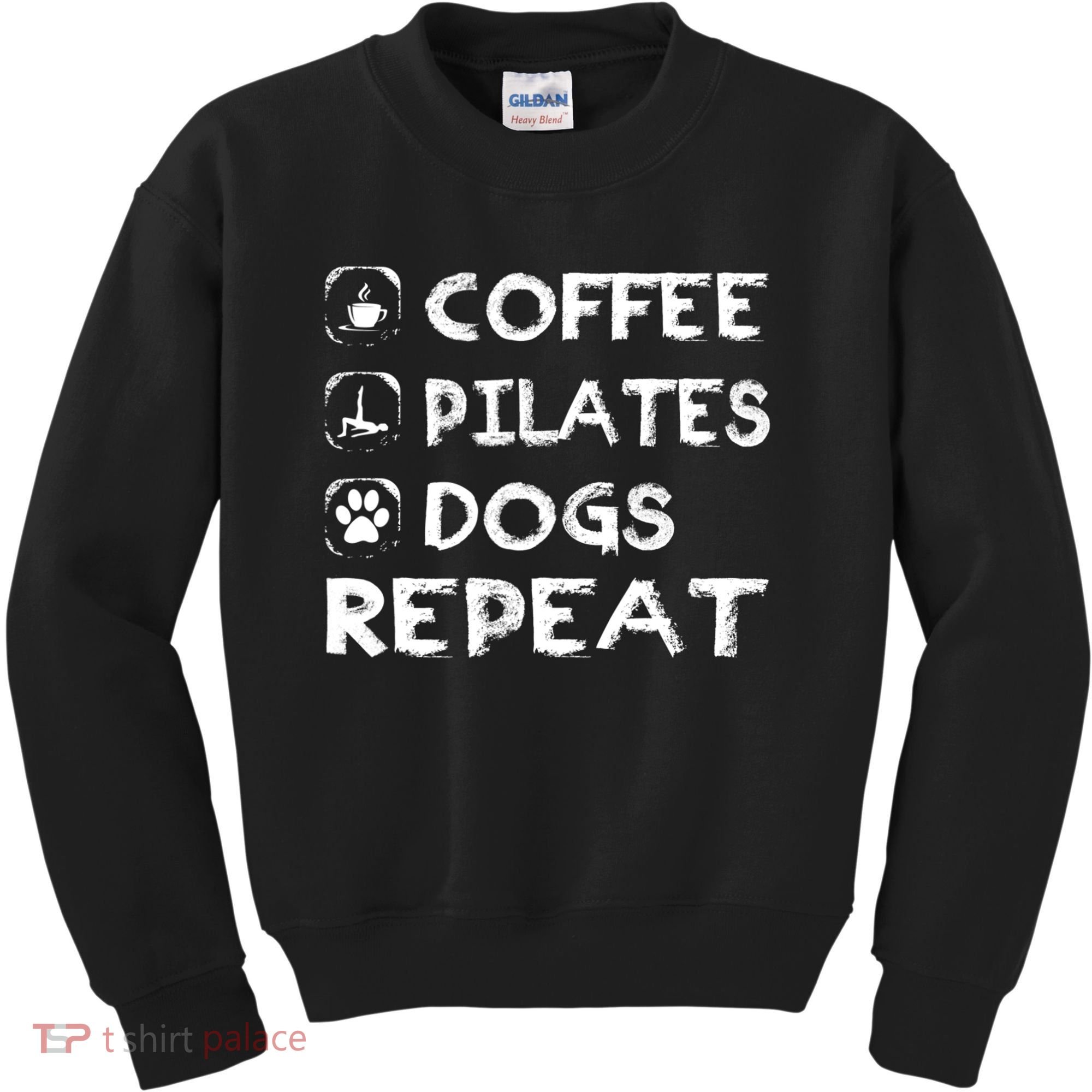 Coffee Pilates Dogs Repeat Funny Pilates Gift Kids Sweatshirt