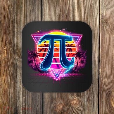 Cool Pi Day Retro Tropical Design Coaster