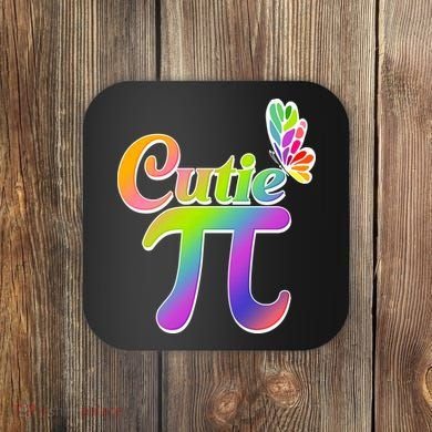 Cute Pi Day 314 Rainbow Butterfly Cutie Pi Coaster