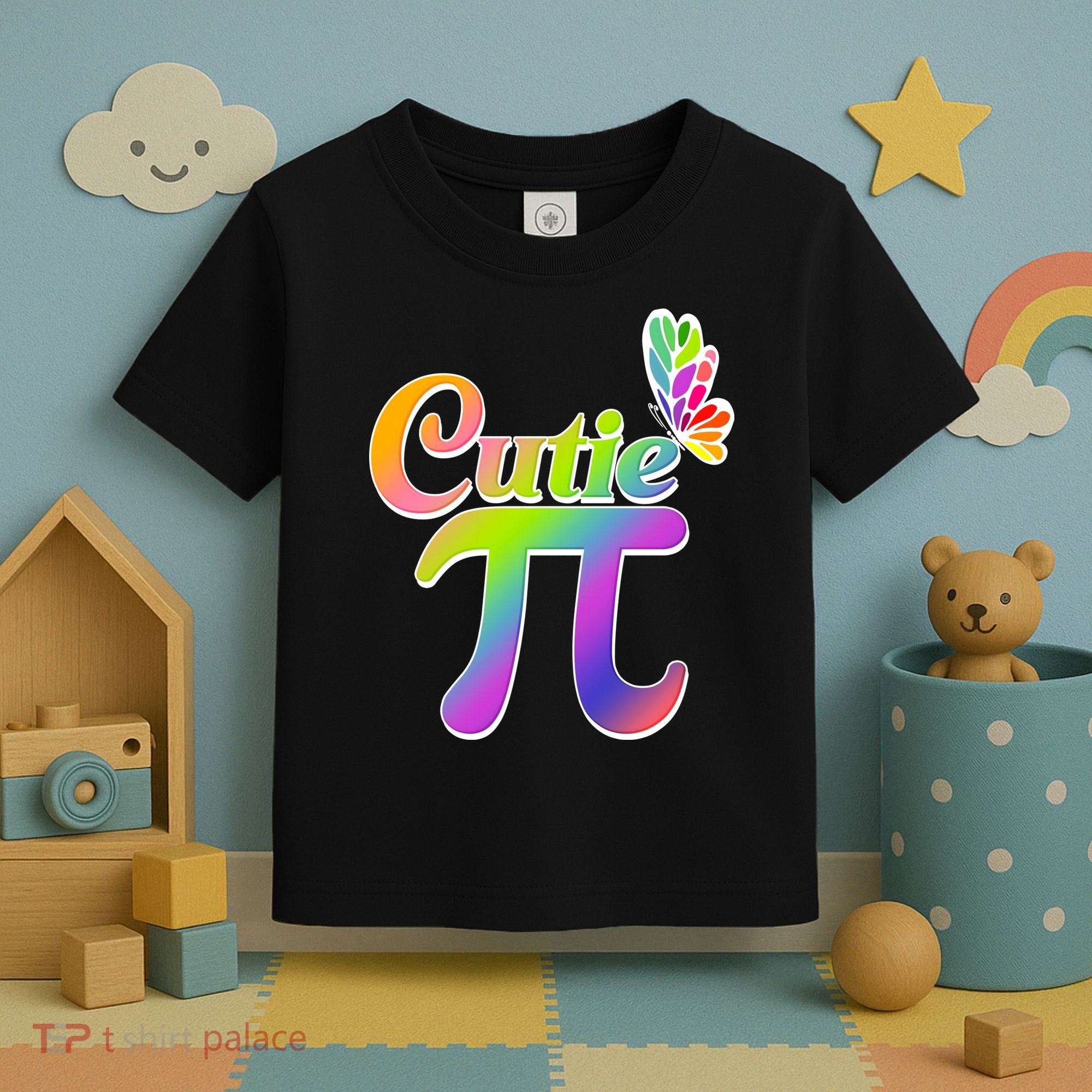 Cute Pi Day 314 Rainbow Butterfly Cutie Pi Toddler T-Shirt