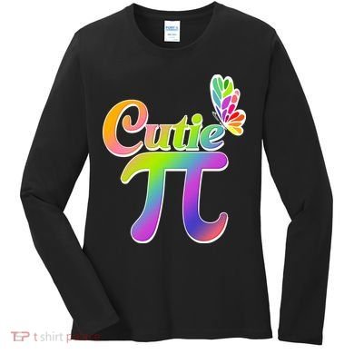 Cute Pi Day 314 Rainbow Butterfly Cutie Pi Women's Long Sleeve Shirt