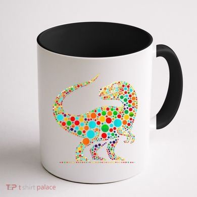 Colorful Polka Dot Dinosaur Happy Dot Day Gift Coffee Mug back