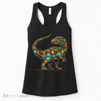 Colorful Polka Dot Dinosaur Happy Dot Day Gift Women's Tank Top