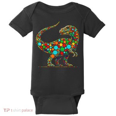 Colorful Polka Dot Dinosaur Happy Dot Day Gift Baby Bodysuit