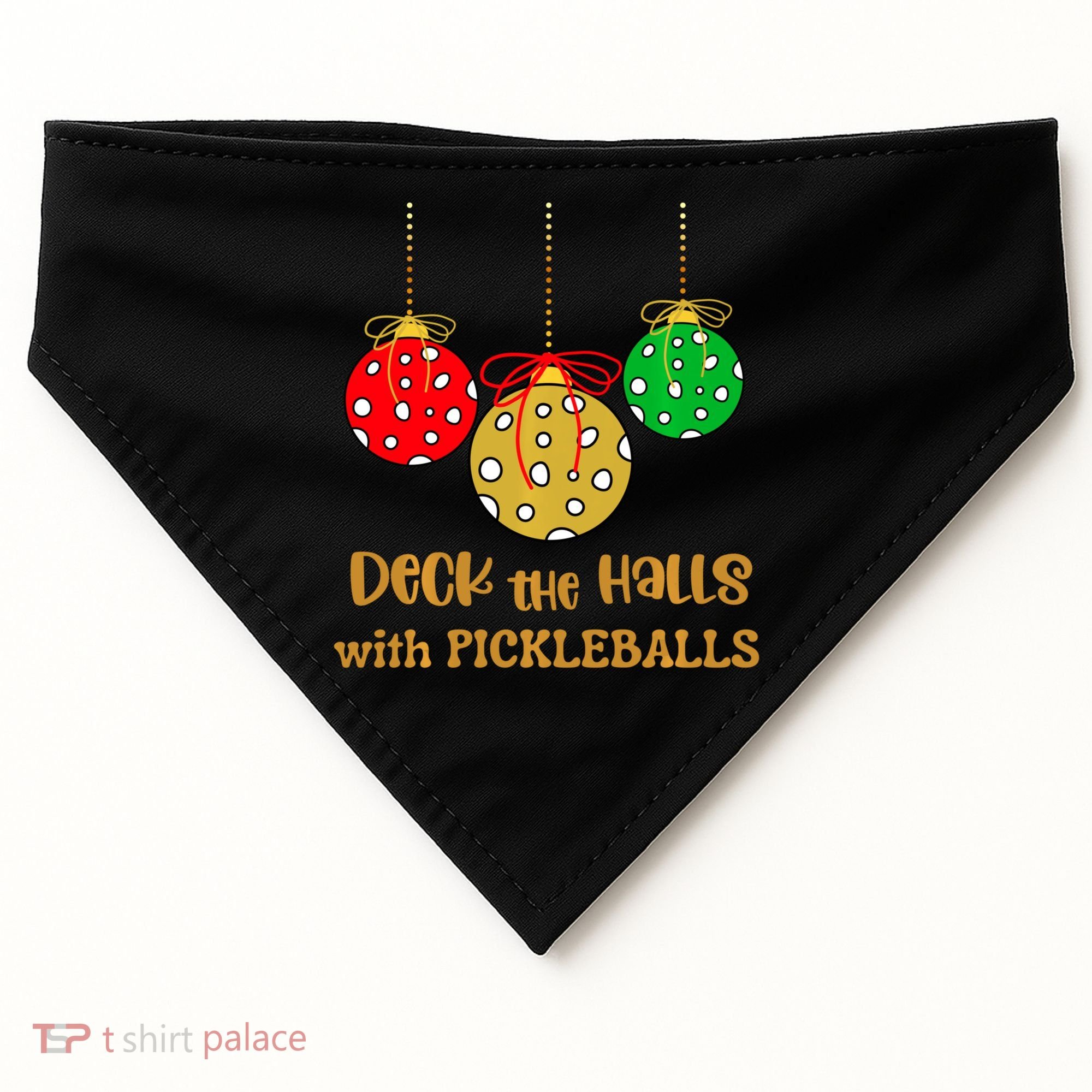 Christmas Pickleball Deck The Halls With Pickleballs USA-Made Doggie Bandana