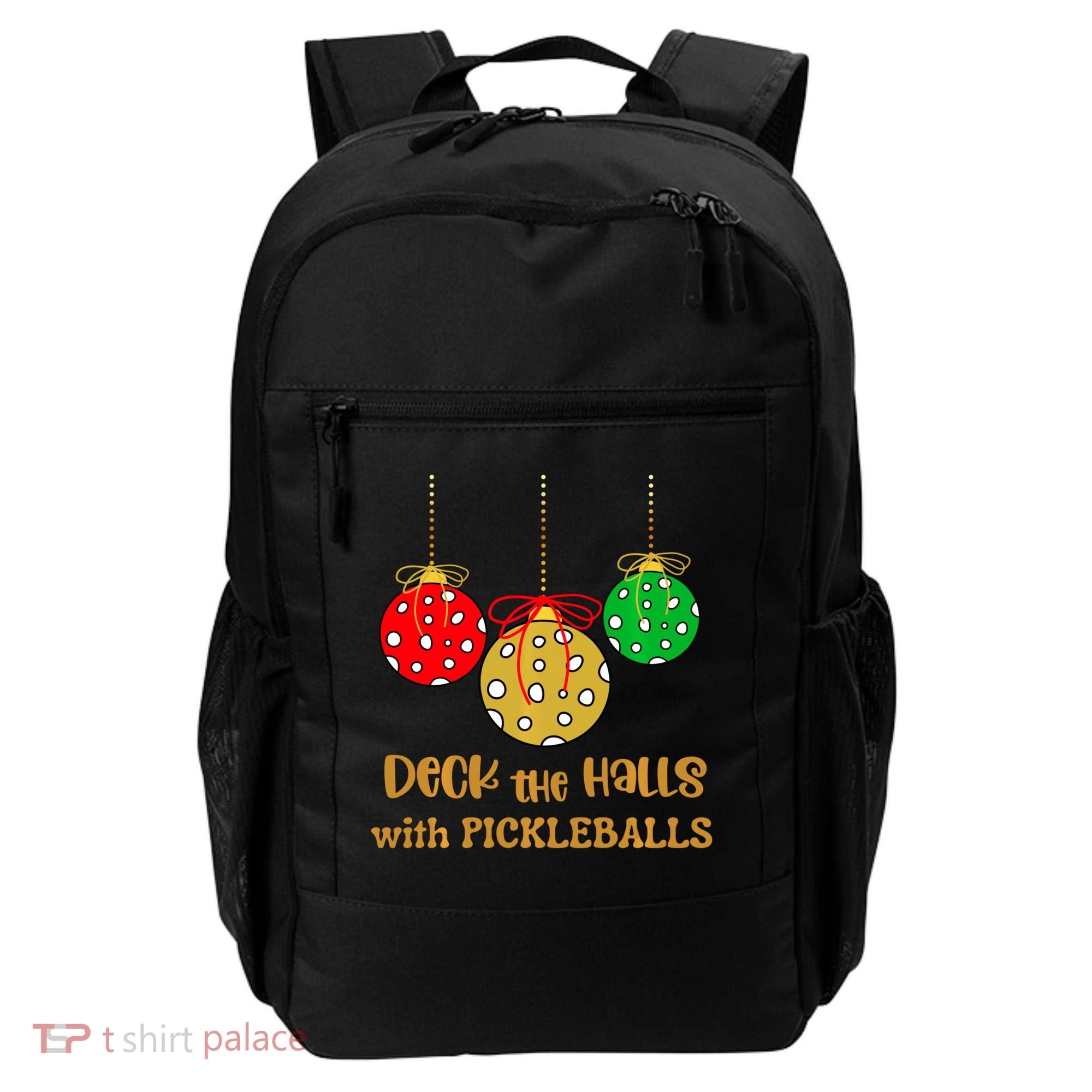 Christmas Pickleball Deck The Halls With Pickleballs Backpack