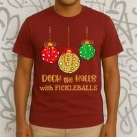Christmas Pickleball Deck The Halls With Pickleballs T-Shirt thumb 3
