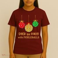 Christmas Pickleball Deck The Halls With Pickleballs T-Shirt thumb 4