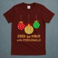 Christmas Pickleball Deck The Halls With Pickleballs T-Shirt thumb 5