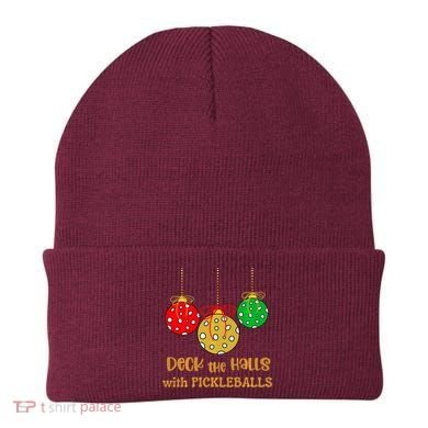 Christmas Pickleball Deck The Halls With Pickleballs Beanie