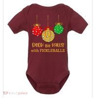 Christmas Pickleball Deck The Halls With Pickleballs Baby Bodysuit thumb 0