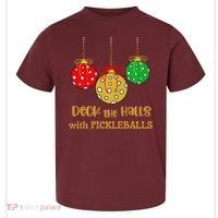 Christmas Pickleball Deck The Halls With Pickleballs Toddler T-Shirt thumb 0