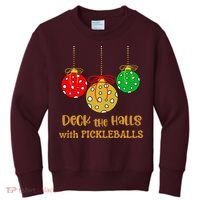 Christmas Pickleball Deck The Halls With Pickleballs Kids Sweatshirt thumb 0