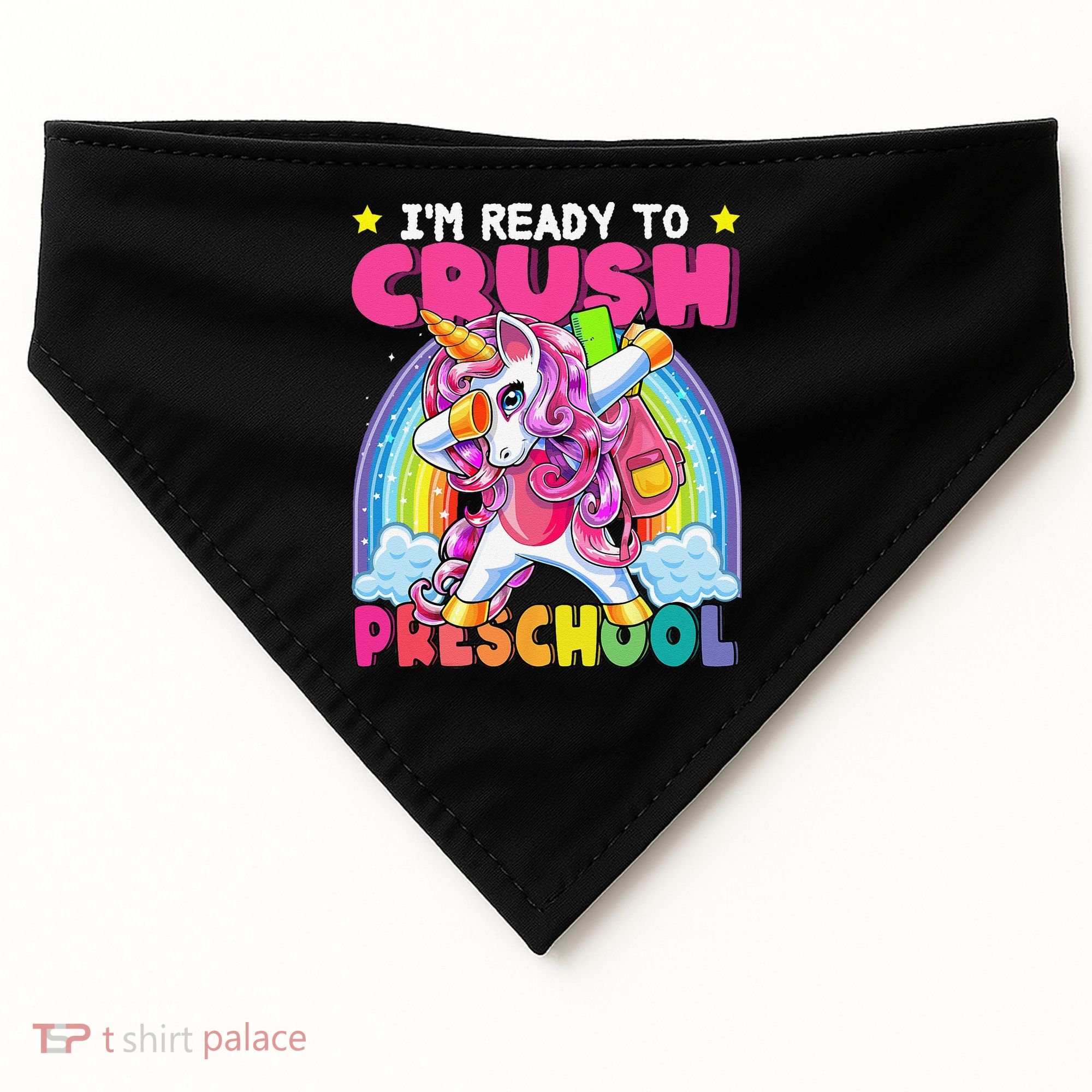 Crush Preschool Dabbing Unicorn Back To School Gift USA-Made Doggie Bandana