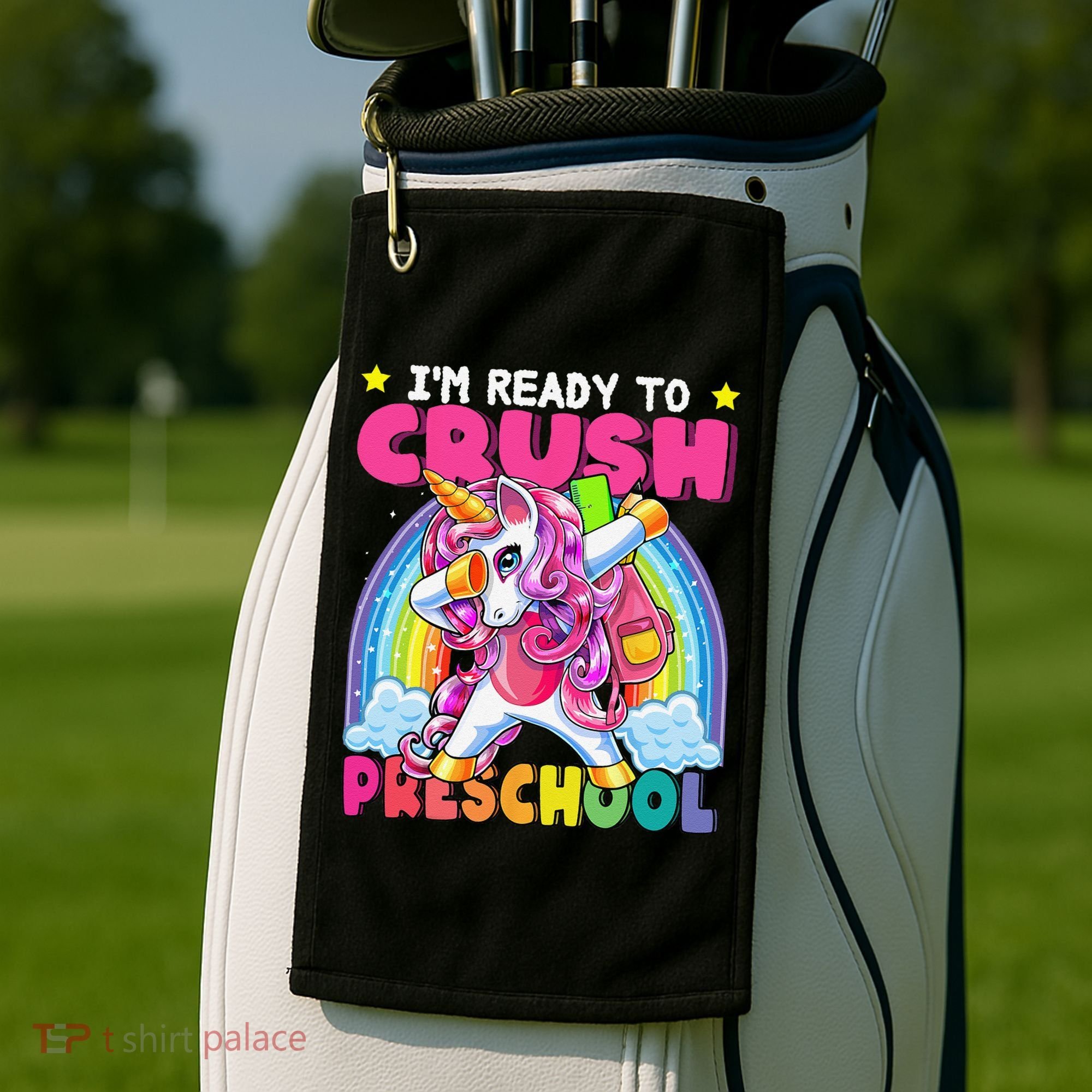 Crush Preschool Dabbing Unicorn Back To School Gift Golf Towel