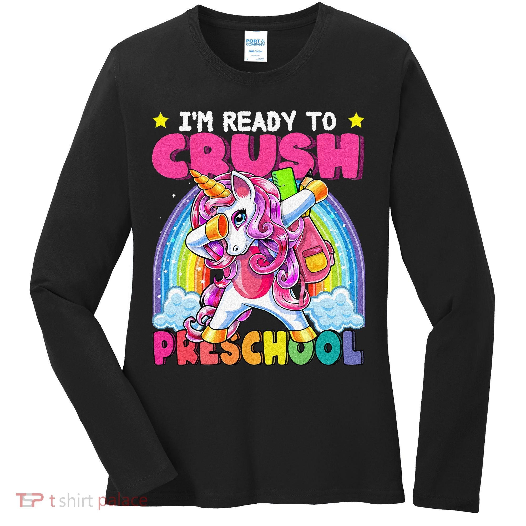 Crush Preschool Dabbing Unicorn Back To School Gift Women's Long Sleeve Shirt