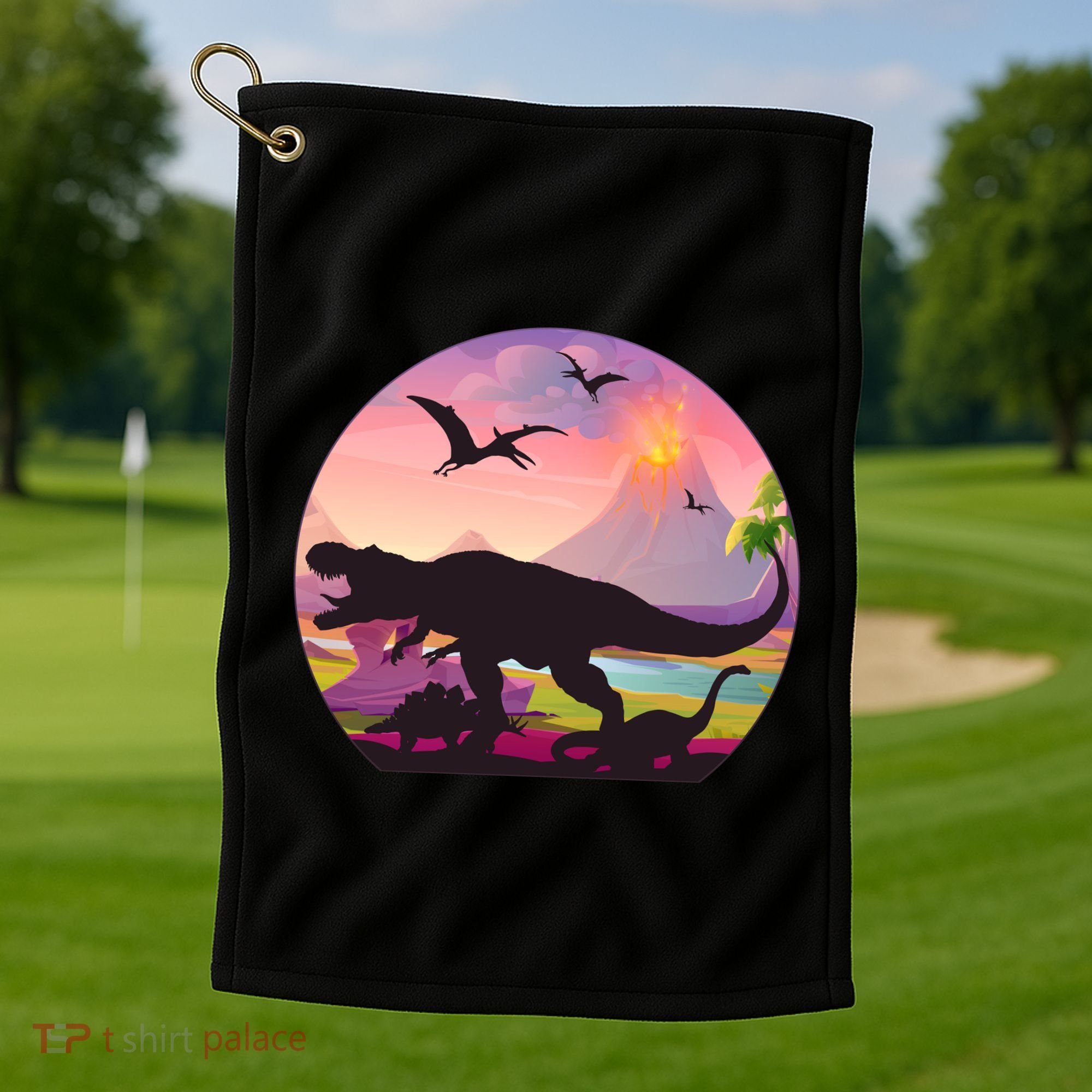 Cool Prehistoric Dinosaur Land Golf Towel