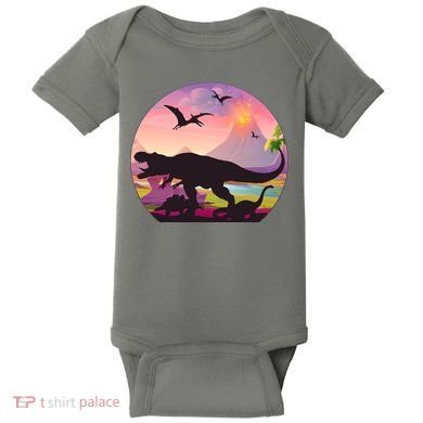 Cool Prehistoric Dinosaur Land Baby Bodysuit